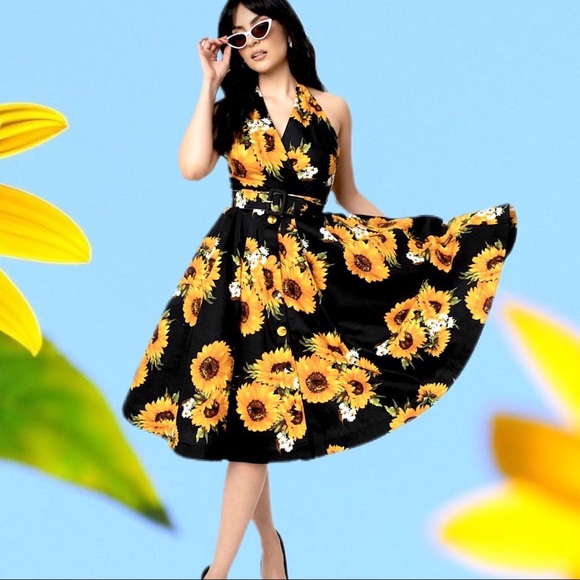 Summer Dresses Womens Sexy Floral Strapless Halter Button Yellow Sunflower  Dress 2022 Plus Size Vintage Sundress Vestido XXXL|Dresses| - AliExpress
